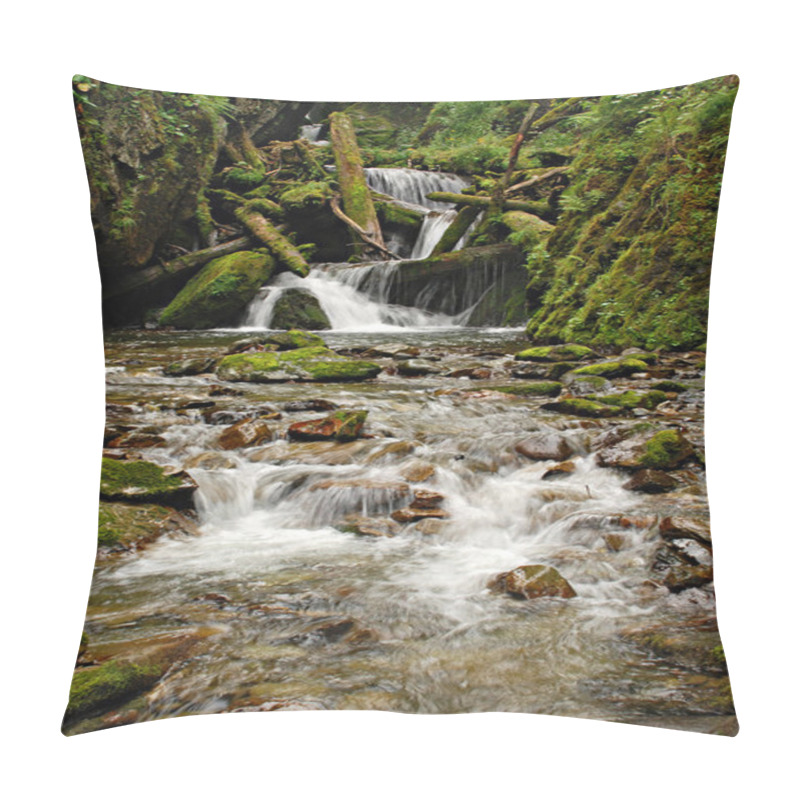 Personality  Waterfall, Forest River, Wild Landscape, Iberia, Russia Pillow Covers