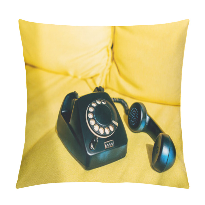 Personality  Sunshine On Black Retro Phone On Yellow Sofa  Pillow Covers