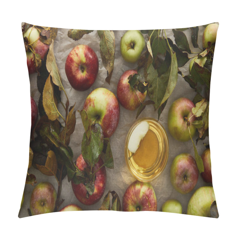 Personality  Top View Of Glass With Cider Near Scattered Apples Pillow Covers