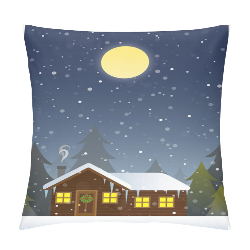 Personality  Christmas Card Cabin Scene Pillow Covers