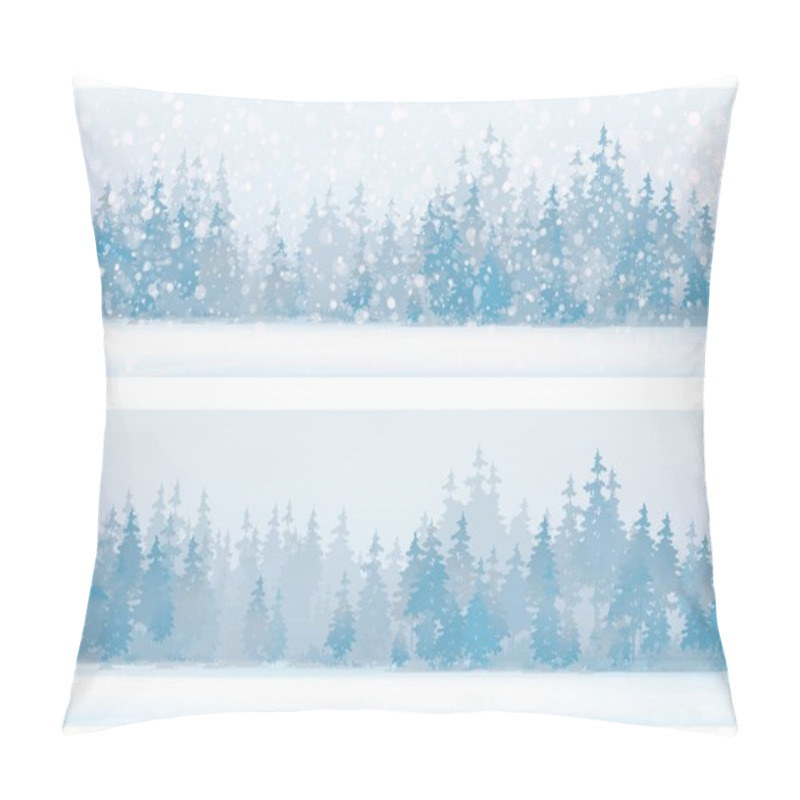 Personality  Winter Snowflakes Above Forest Pillow Covers