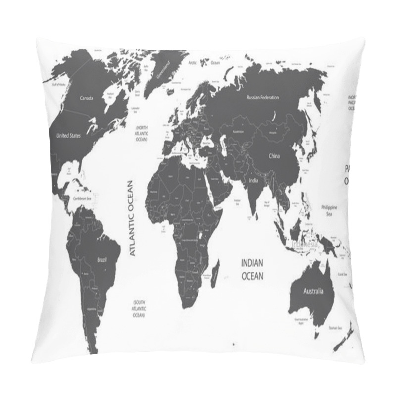 Personality  World Map With Geographical Objects Names Pillow Covers