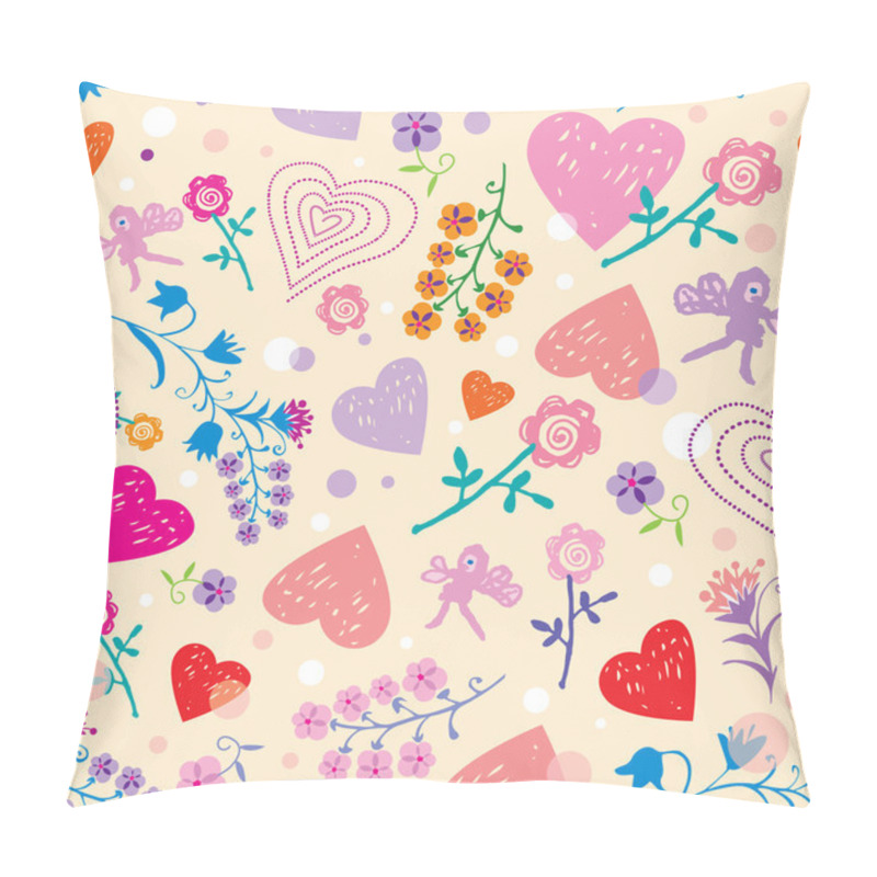 Personality  Flowers & Hearts. Seamless Pattern. Pillow Covers