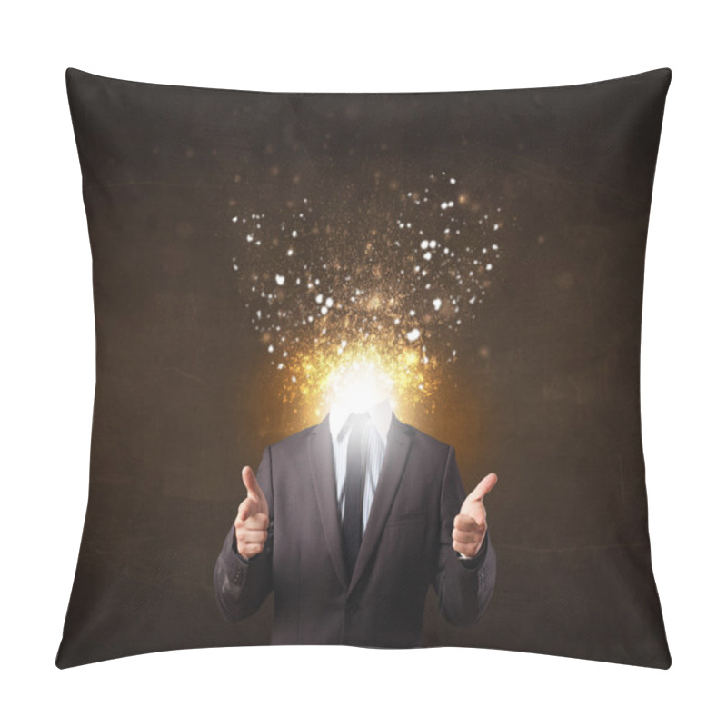 Personality  Business Man With Glowing Exploding Head Pillow Covers