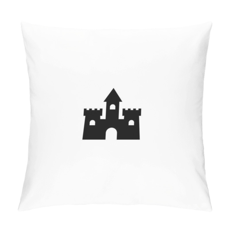 Personality  Castle Icon. Tower, Defense, Fortress, Safety Sign. Landmark Button Vector Illustrarion Isolated On White Pillow Covers