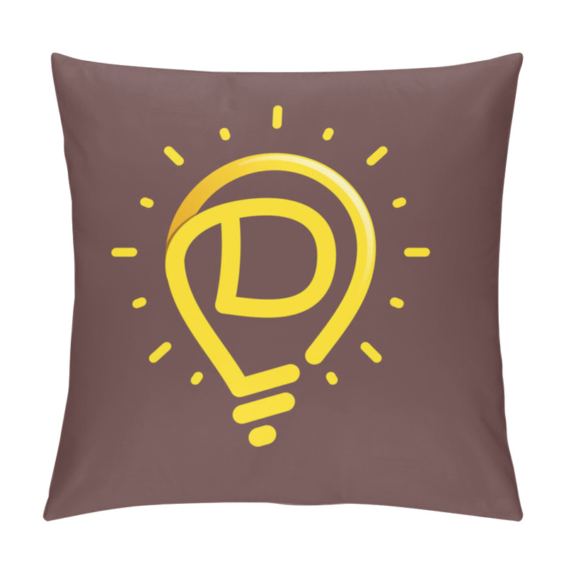 Personality  D Letter With Light Bulb Or Idea Icon. Pillow Covers