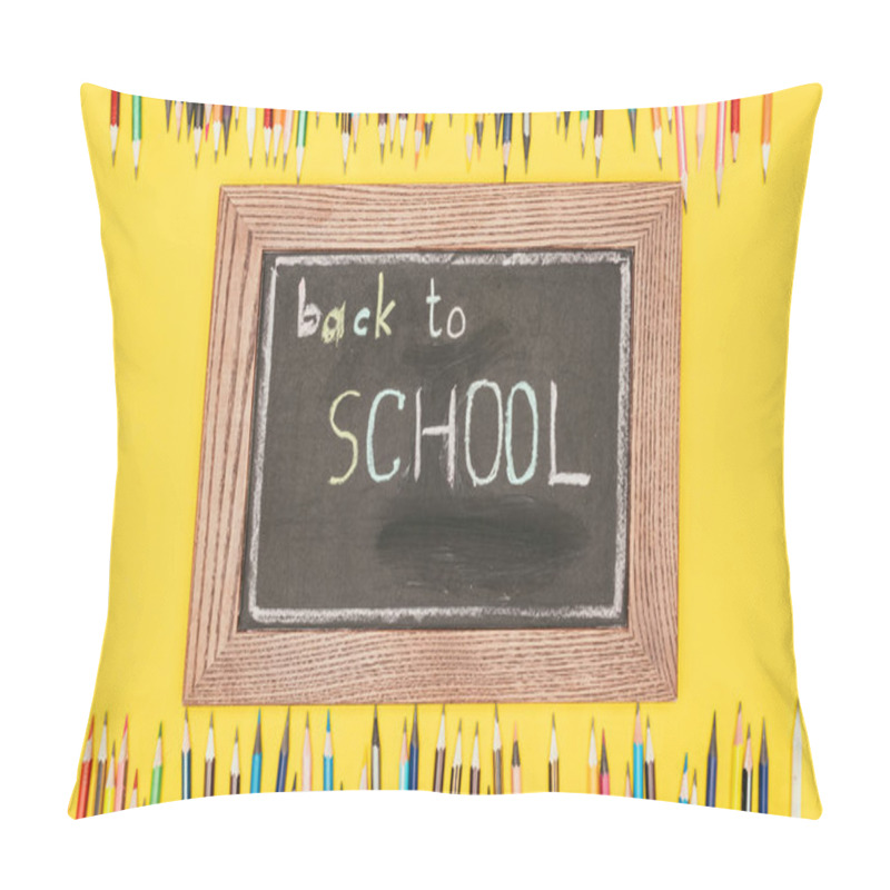 Personality  Top View Of Back To School Inscription On Chalk Board With Pencils Pillow Covers