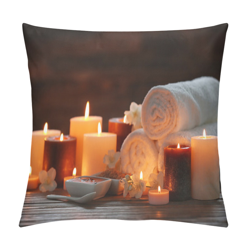 Personality  Spa Composition With Candles  Pillow Covers