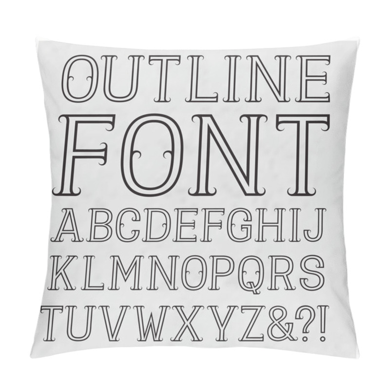 Personality  Outline Font With Flourishes. Black Capital Letters On A Gray Textured Background. Pillow Covers