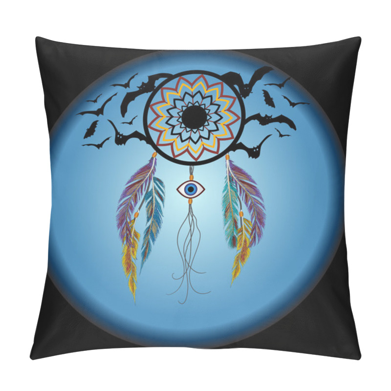 Personality  Dreams Catcher With An Amulet Against The Evil Eye. Pillow Covers