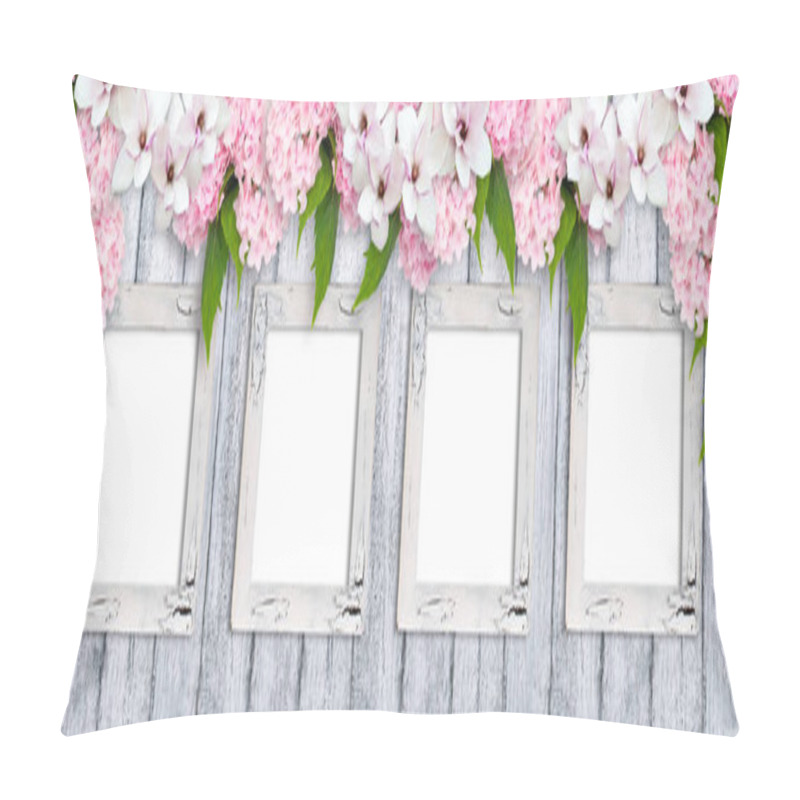 Personality  Photo Frames With Magnolia Flowers, Roses And Hortensia Pillow Covers