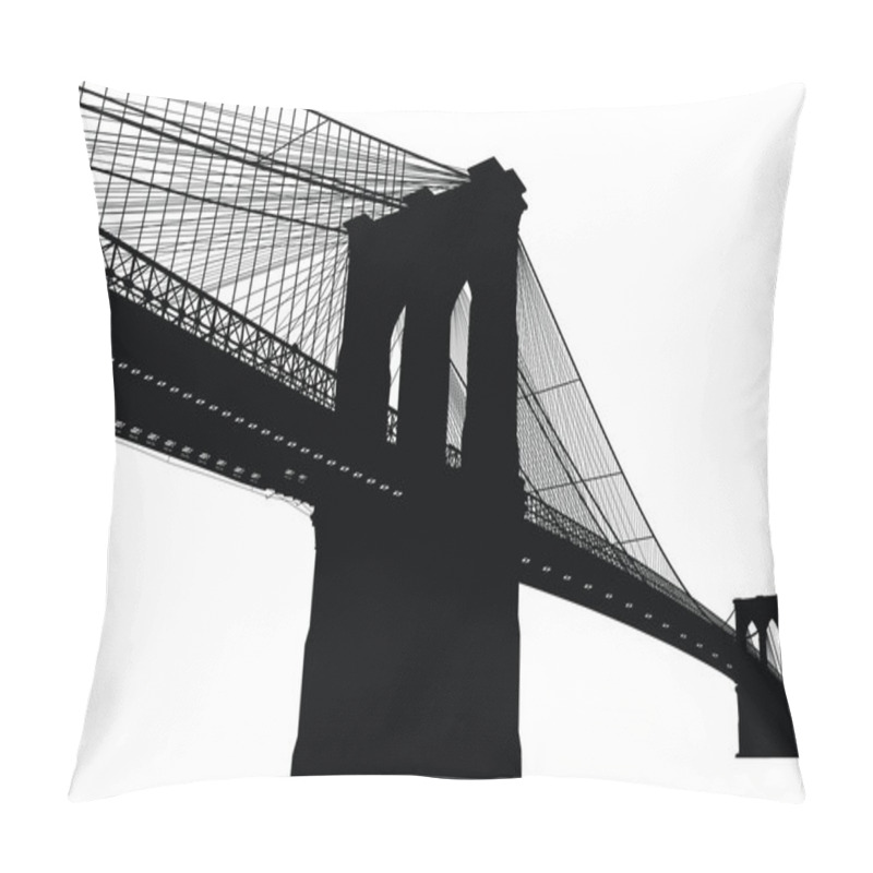 Personality  New York Brooklyn Bridge Black Silhouette Vector Illustration Pillow Covers