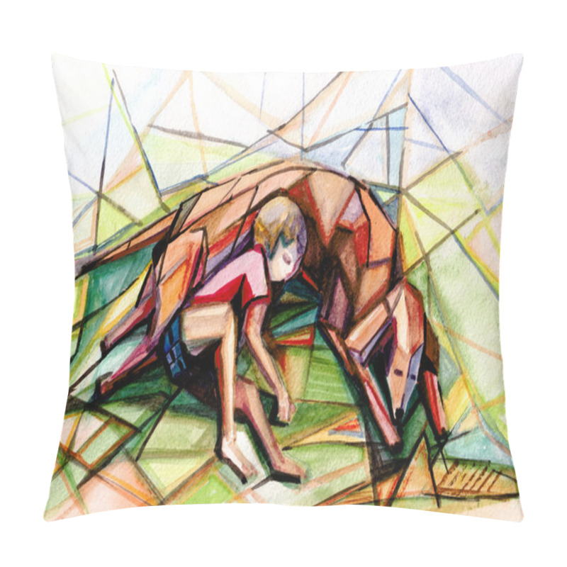 Personality  Boy And Dog Pillow Covers