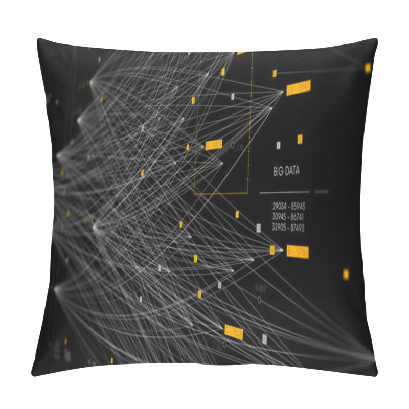 Personality  Big Complex Data Neural Network, Information Data Visualization Concept, Business Analytics, Technology Background, Monitor Screen In Perspective Pillow Covers