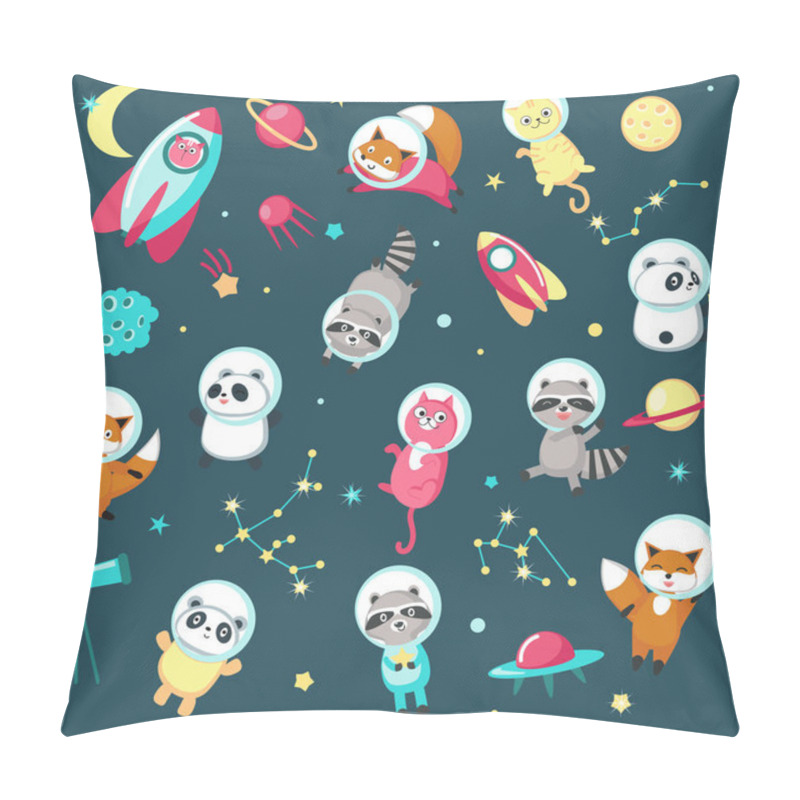 Personality  Space Animal Icon Set Vector Illustration Pillow Covers