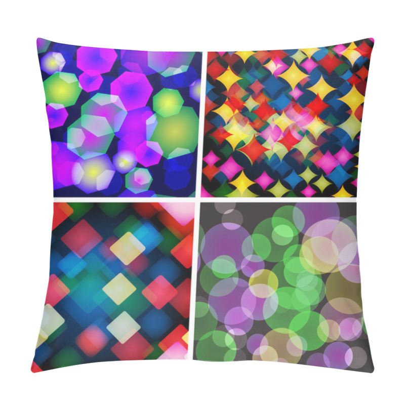 Personality  Set Of 4 Seamless Patterns With Boke Effect. Pillow Covers