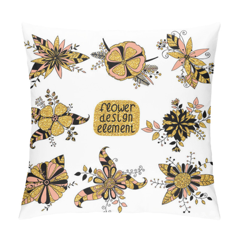 Personality  Romantic Gold Bouquets Of Flowers Pillow Covers