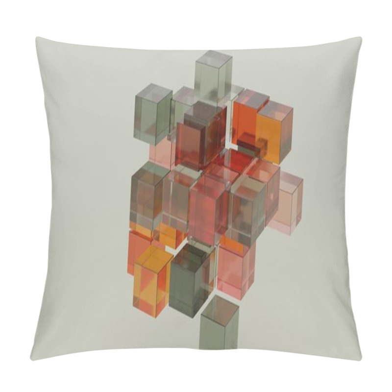 Personality  Transparent Glass Cubes In Abstract Floating Arrangement Pillow Covers