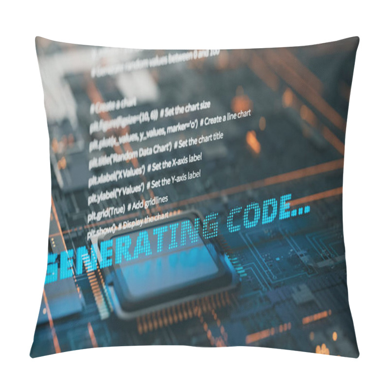 Personality  The AI CPU Is Generating The Source Code In Response To The User's Request For The Software Code, 3d Rendering Pillow Covers