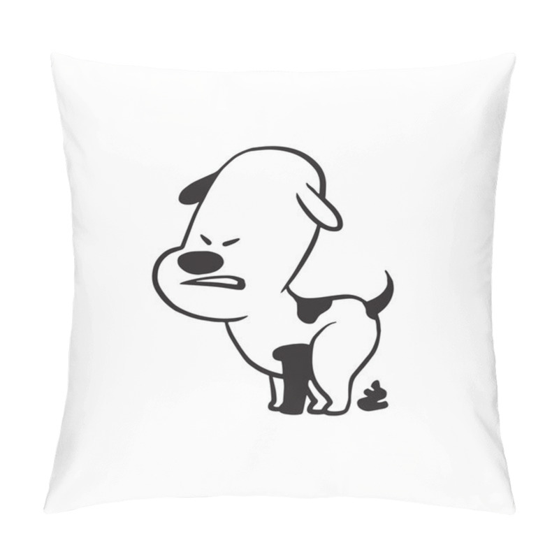 Personality  Funny Little Dog Pooping, Monochrome Style Pillow Covers