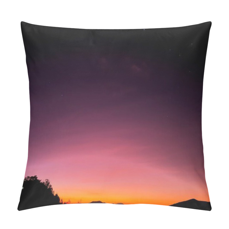 Personality  Silhouetted Hills Against A Vibrant Sunrise Sky Pillow Covers