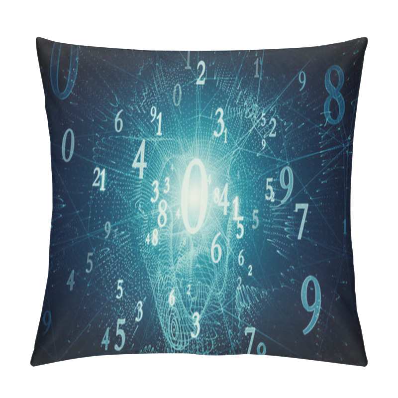 Personality  Numerology. Black Hole (secret Knowledge About The Numbers). Esoteric Background With Numbers. Soft Focus And Depth Of Field. 3D Render. Pillow Covers