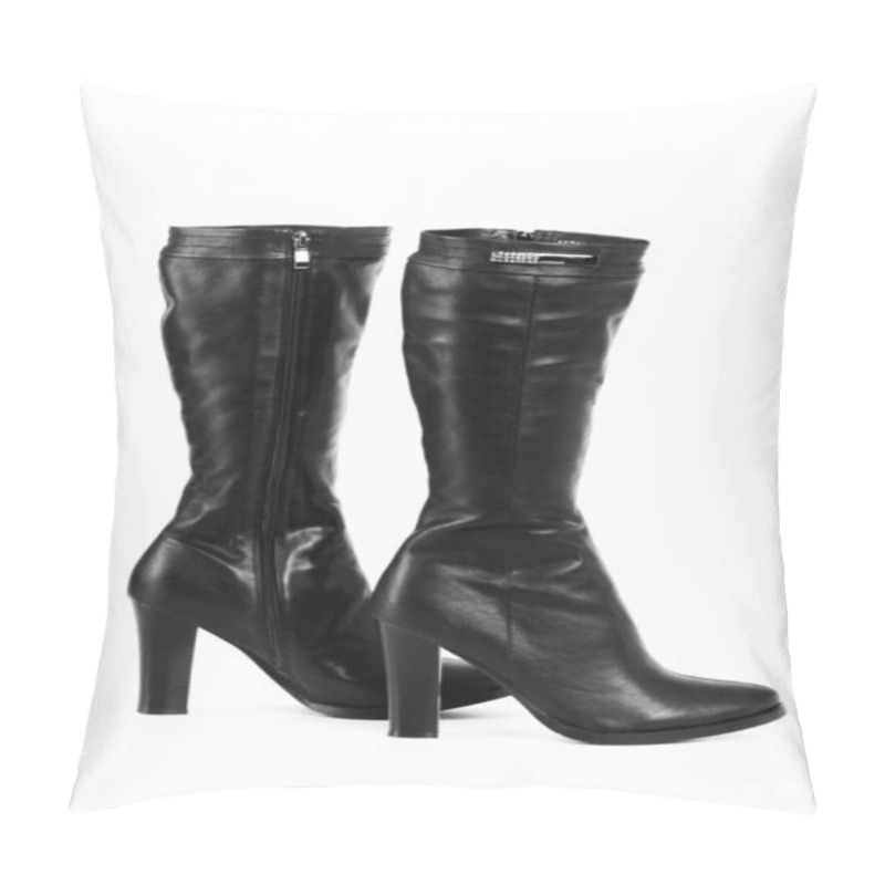 Personality  Black Boots Isolated On The White Background Pillow Covers