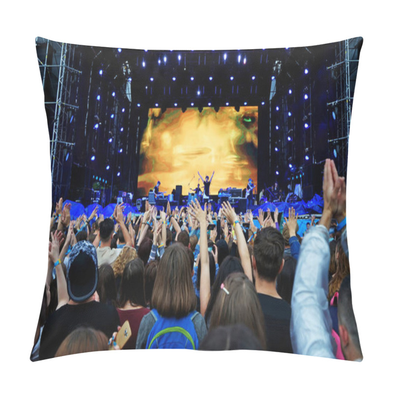 Personality  Crowd Enjoying Music At Concert Pillow Covers