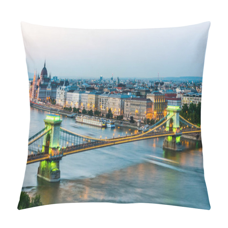 Personality  Panoramic View Of Budapest. Danube River, Chain Bridge, Parliament Building, Buda And Pest Views. Budapest, Hungary Pillow Covers