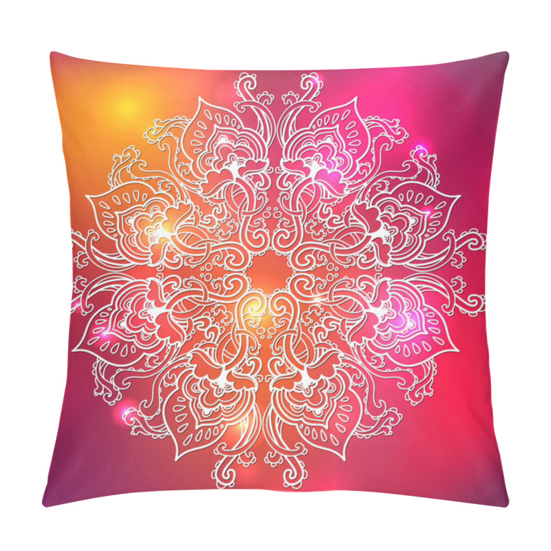 Personality  Ornamental Floral Lace Pattern. Kaleidoscopic Rainbow Floral Pattern, Mandala. Pillow Covers