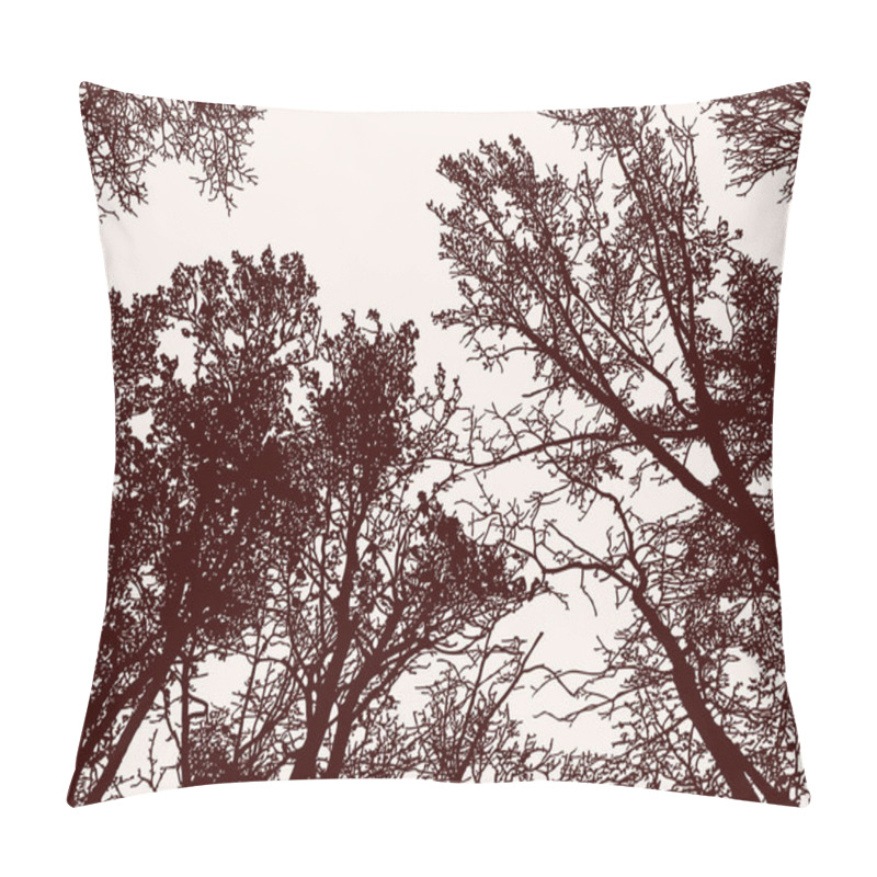 Personality  Vector Image Of Silhouettes Trees In Forest In Late Autumn Pillow Covers