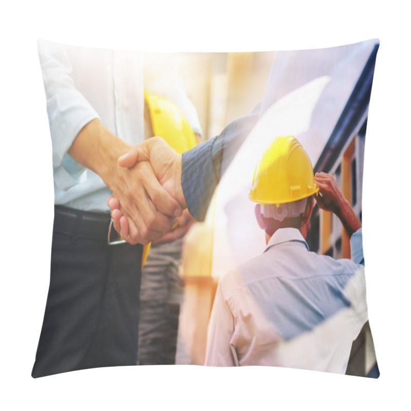 Personality  Double Exposure Of Business Handshake Successful Teamwork And Partnership Concept.Shake Hands Business Agreement Pillow Covers