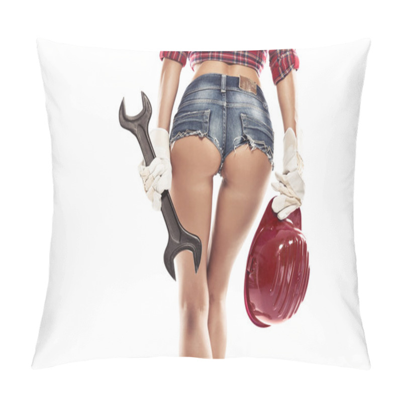 Personality  Sexy Woman Mechanic Showing  Bum Buttock Pillow Covers