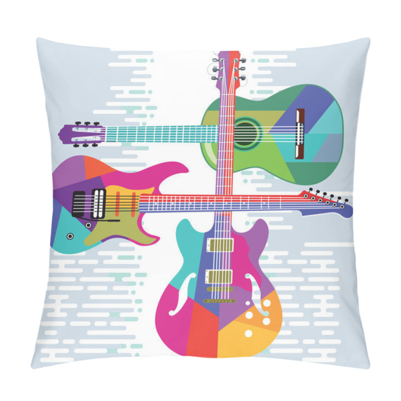 Personality  Acoustic And Electric Guitars Set Pillow Covers