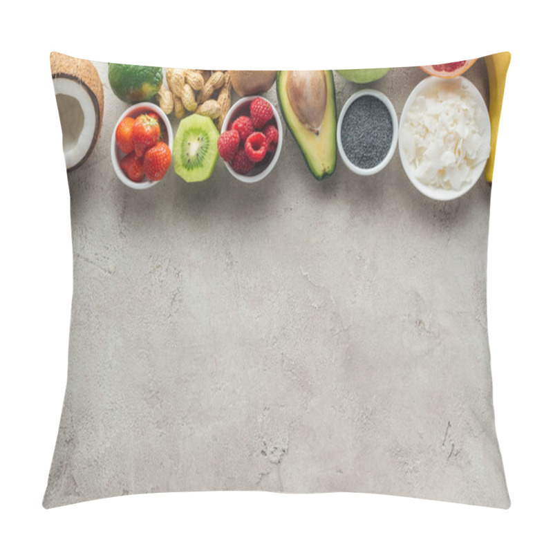 Personality  grey background with fresh ingredients and copy space pillow covers