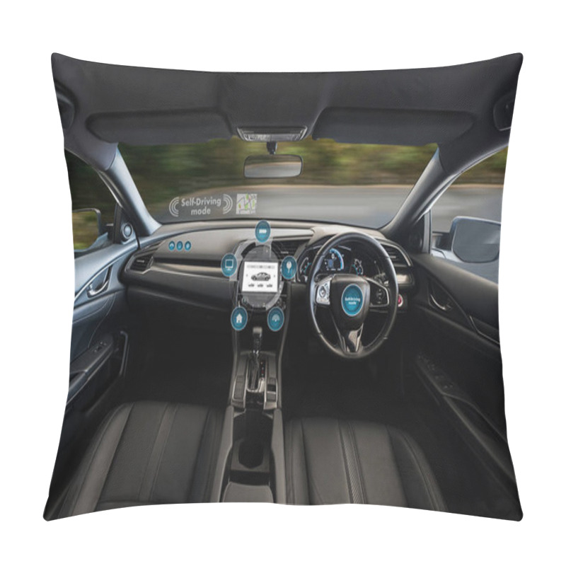 Personality  Autonomous Driving Car And Digital Speedometer Technology Image  Pillow Covers