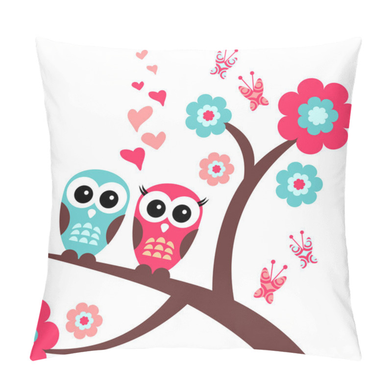 Personality  Pretty Romantic Card With Owls Pillow Covers