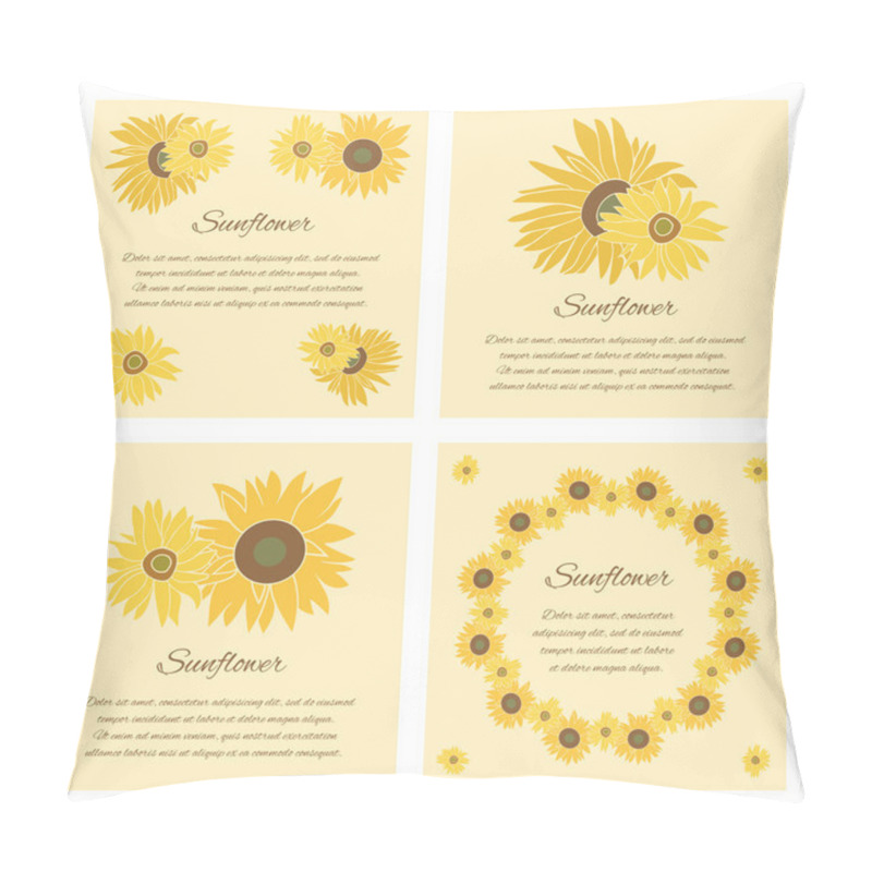 Personality  Sunflower Vector Greeting Card Set On The Bright Background Pillow Covers