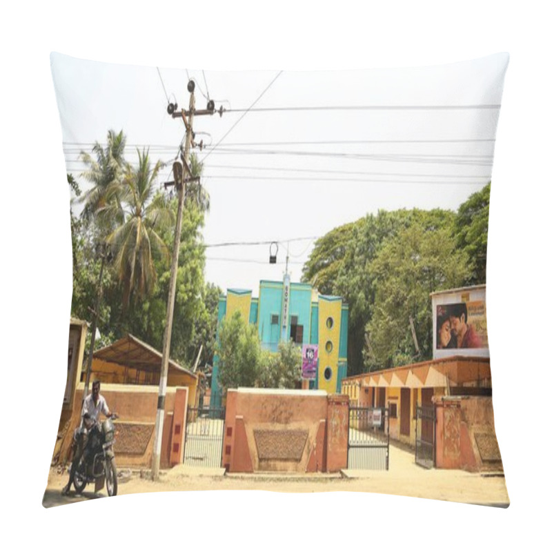 Personality  INDIA - 11 MAY 2016: Local Village Exterior Theater Pillow Covers