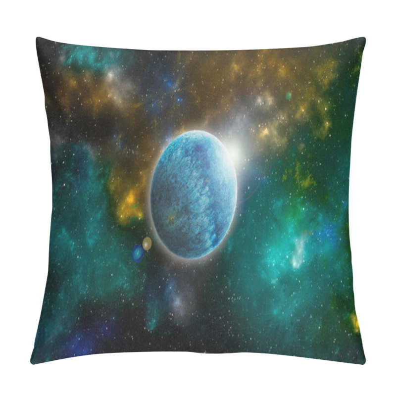 Personality  Unknown Planet From Outer Space. Space Nebula. Cosmic Cluster Of Stars. Outer Space Background. 3D Illustration. Pillow Covers