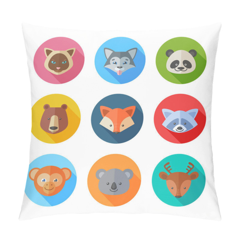 Personality  Cute Flat Animals Portraits Icons Pillow Covers