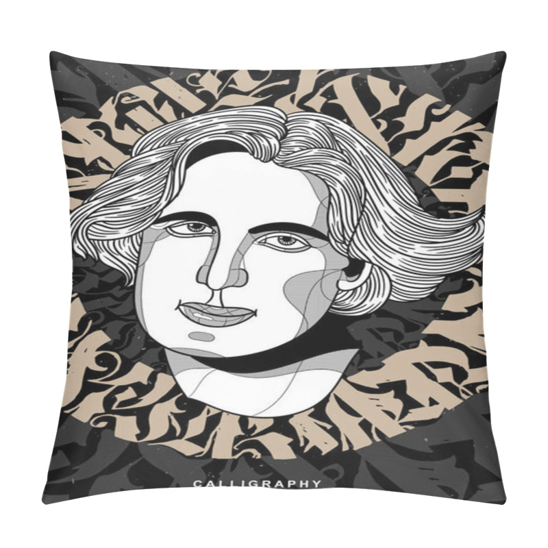 Personality  Vector Lines Classical Hand Drawn Illustration. Oscar Wilde  Pillow Covers