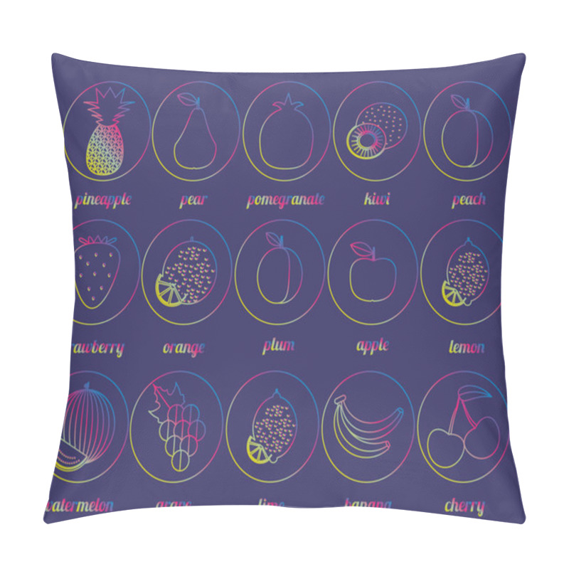 Personality  Fruit Icon. The Image Of Fruits And Berries Symbol Pillow Covers