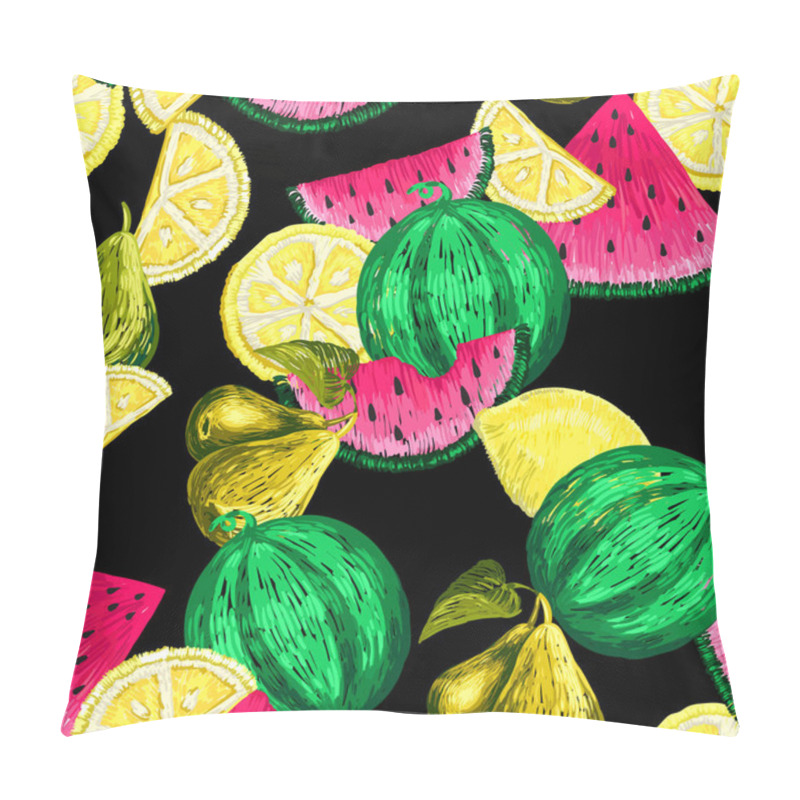 Personality  Seamless Pattern Of Fruits Stickers. Pillow Covers