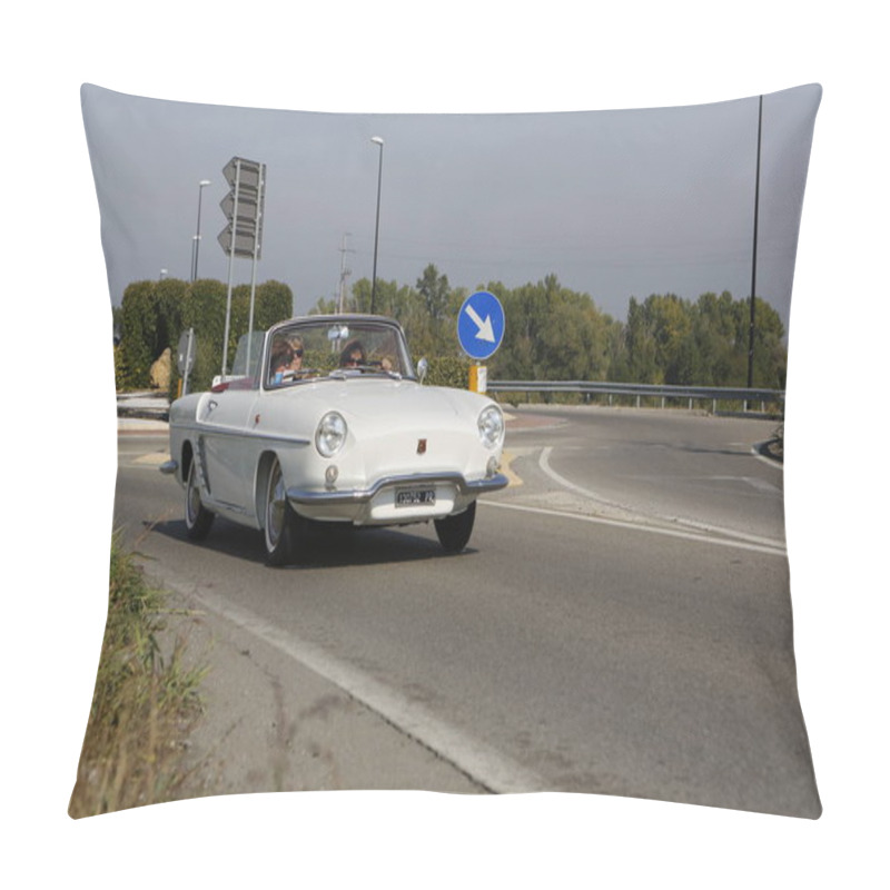 Personality  Bibbiano-Reggio Emilia Italy - 07 15 2015 : Free Rally Of Vintage Cars In The Town Square Renault Floride. High Quality Photo Pillow Covers