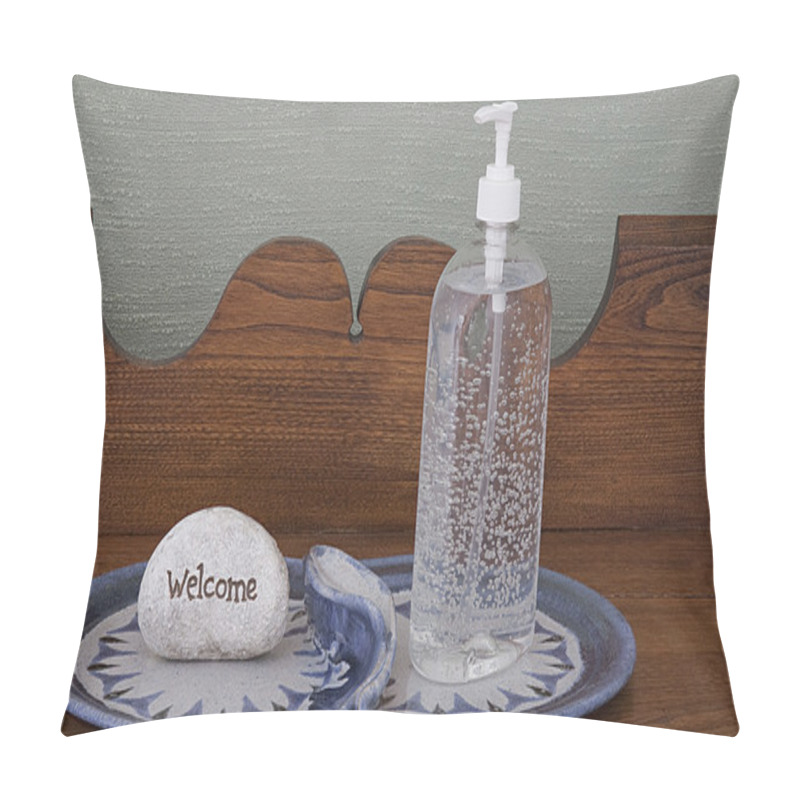 Personality  Hand Sanitizer On Unique Plates With Welcome Sign Pillow Covers