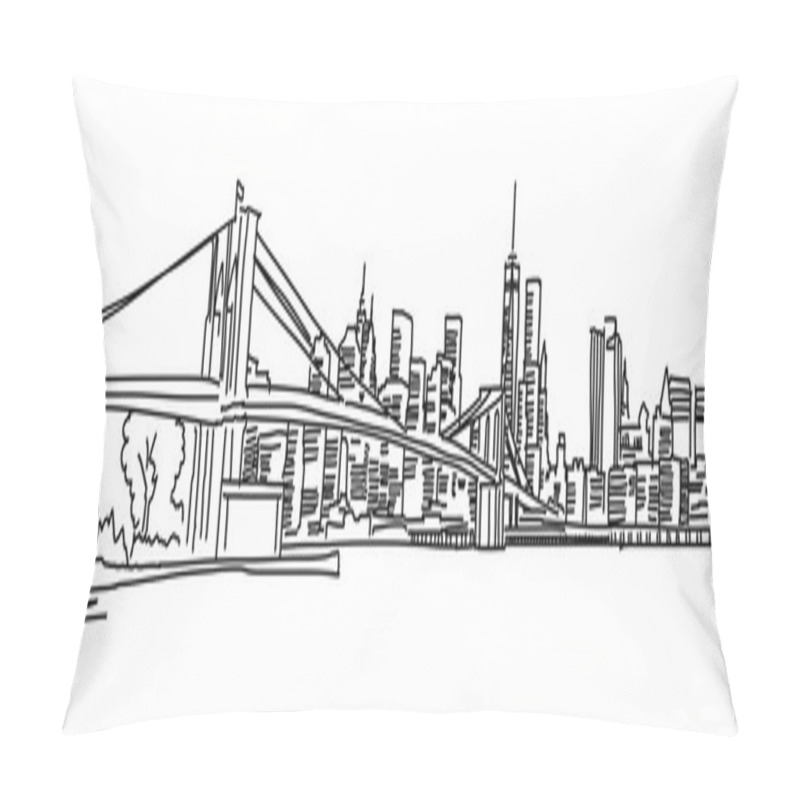 Personality  New York Panorama With Brooklyn Bridge Pillow Covers