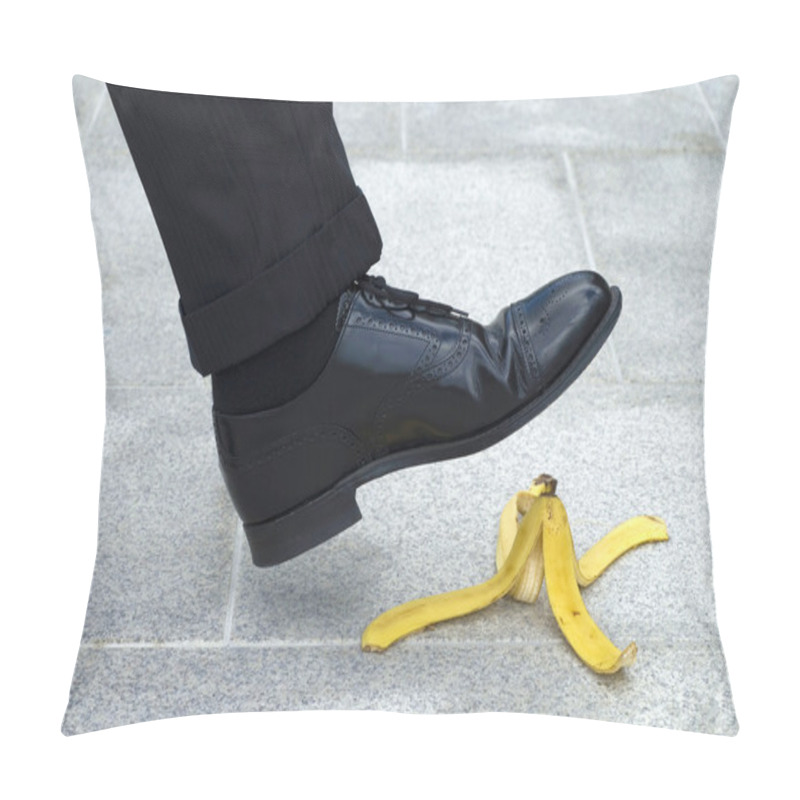 Personality  Businessman Stepping On Banana Skin Pillow Covers