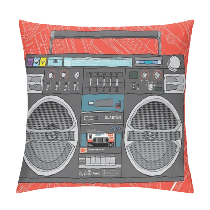 Personality  Boombox Hand Drawn Stock Illustration Pillow Covers