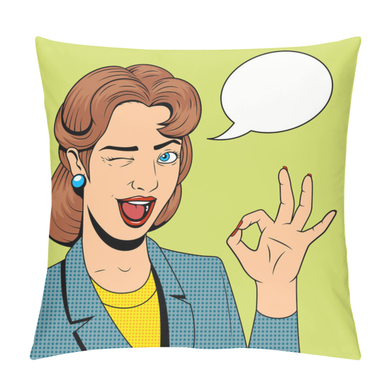 Personality  Young Woman Get A Present Vector Illustration Pillow Covers